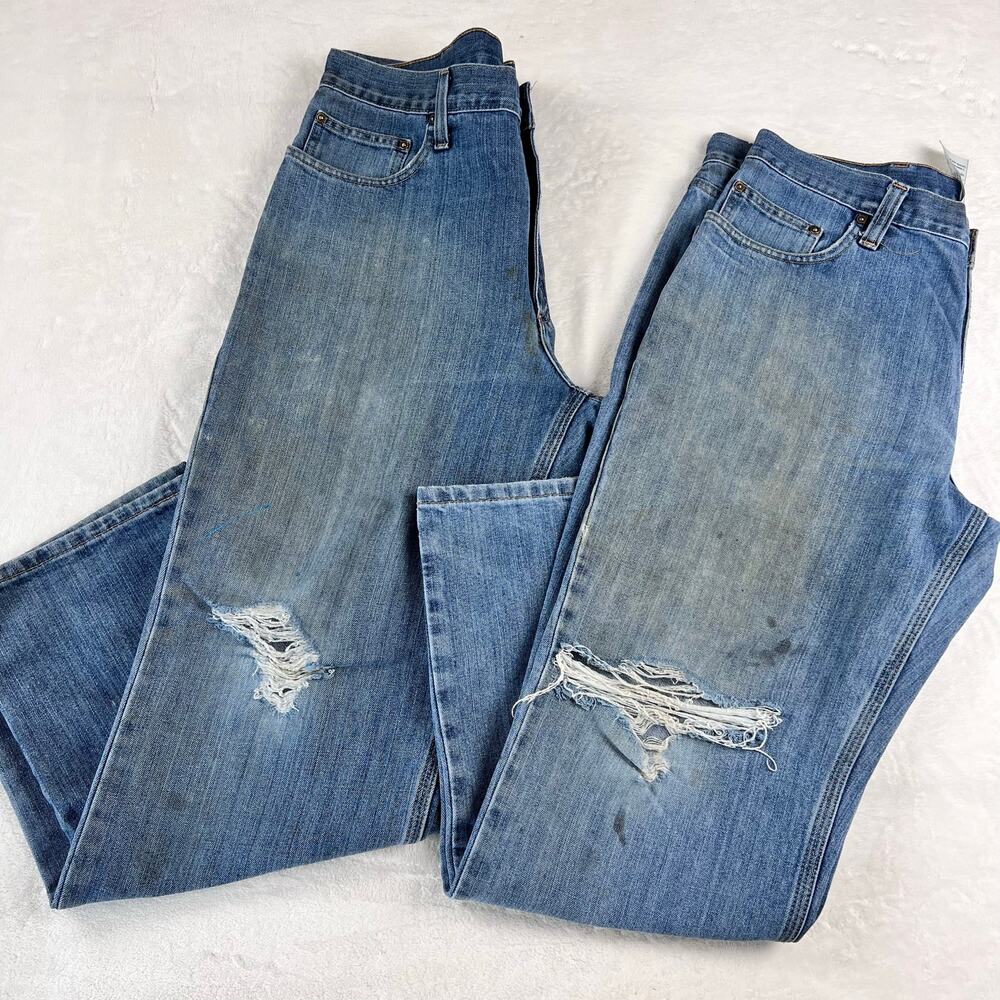 2 Pair Carhartt Men’s distressed Blue Jeans size 36x30 workwear